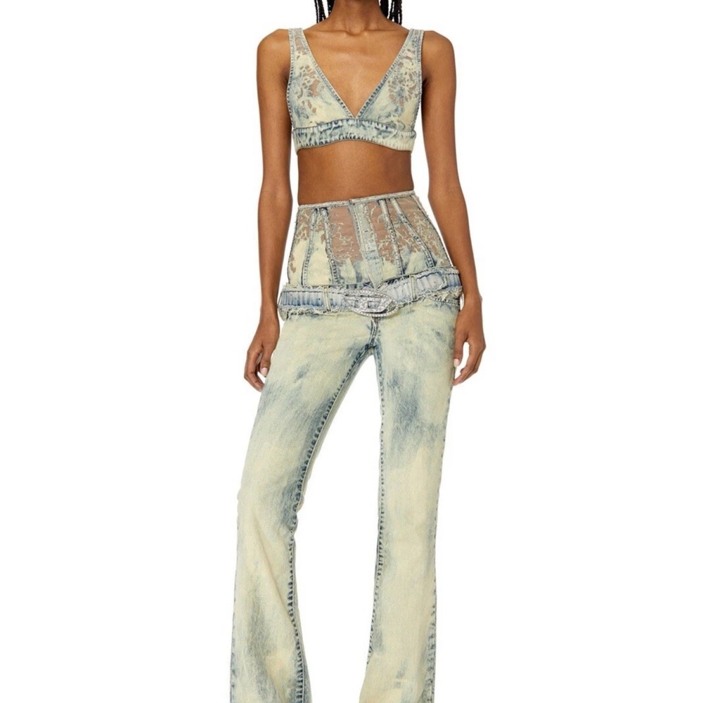 Diesel D-Ebbey Corset Lace Jeans + Crop Top (NWT)